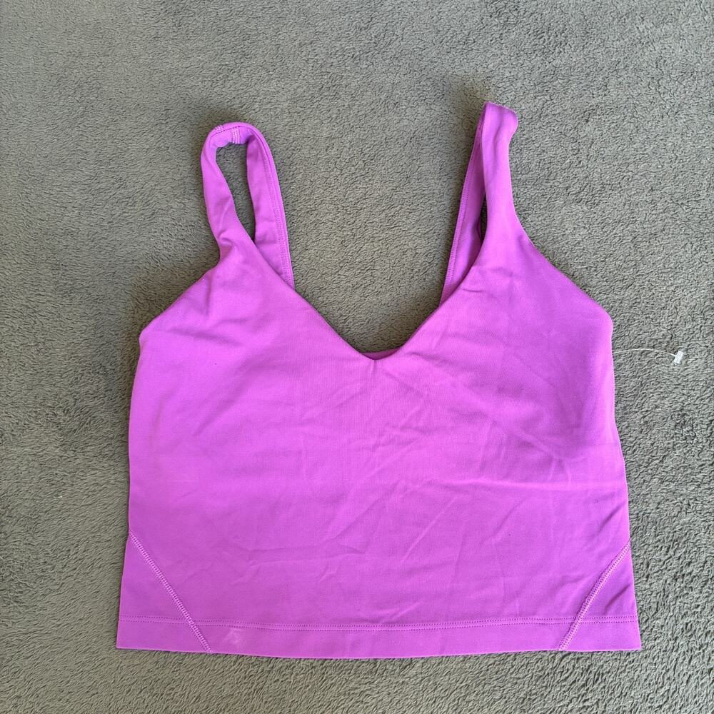 Lululemon Align Vivid Plum Athletic V-Neck Built In Bra Tank Top Women's Size 6